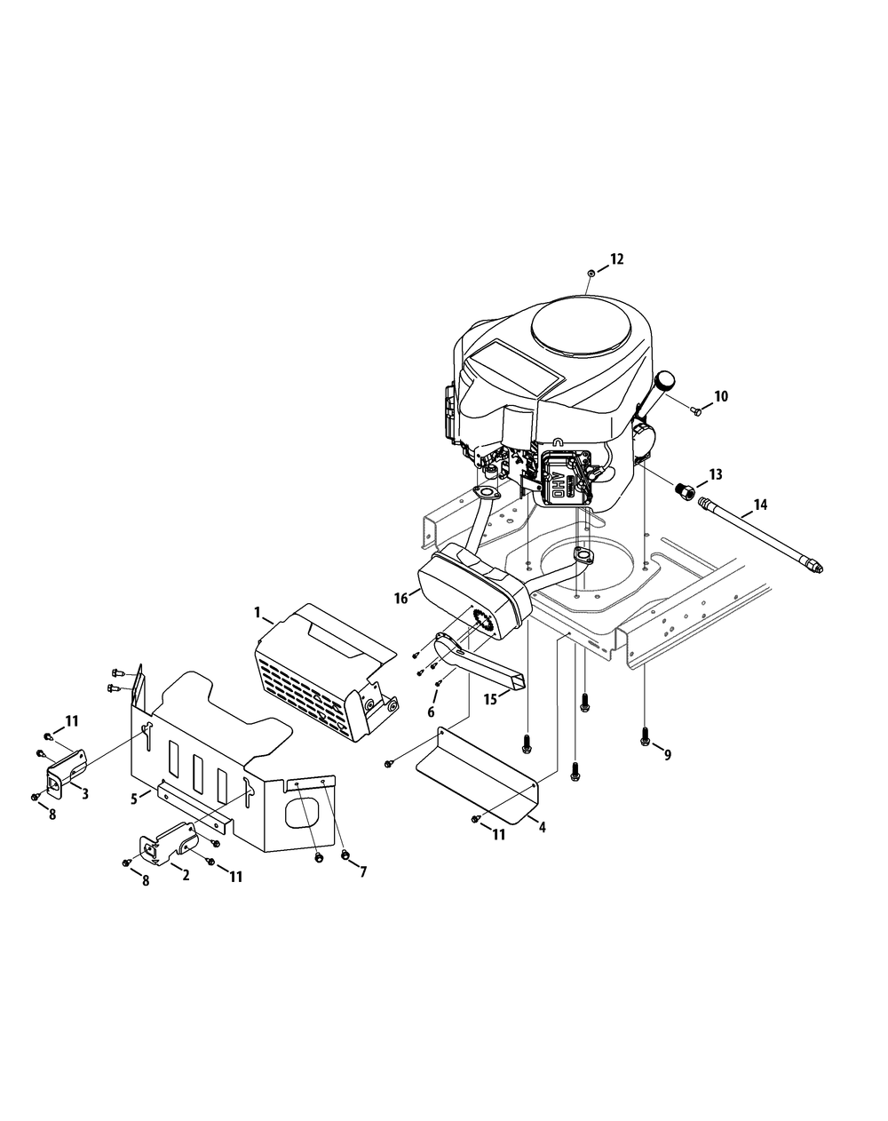 Engine Accessories Diagram and Parts List for Z-FORCESZ60 (17AIDGHD-17AIDGHD010)(2014) Cub Cadet Lawn Tractor